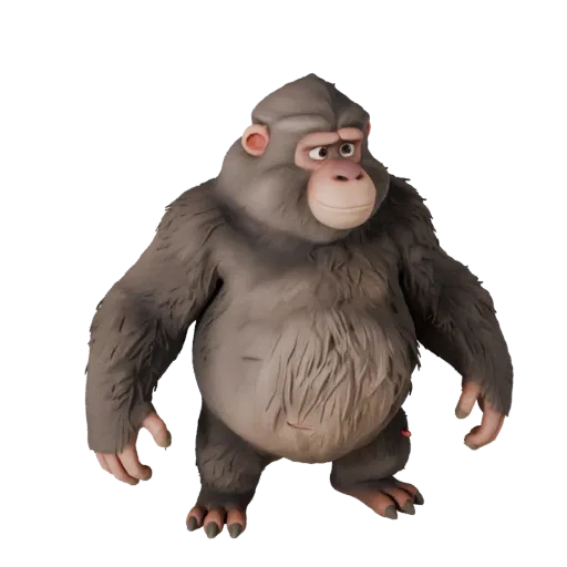 3D модель бабуина, вид сбоку, рендер дикой природы, готовый к работе в Blender ассет животного со структурой рук и ног, выраз