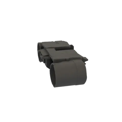 3D модель соединенной пулеметной ленты, показывающая металлические патроны, соединенные в гибкую цепь.