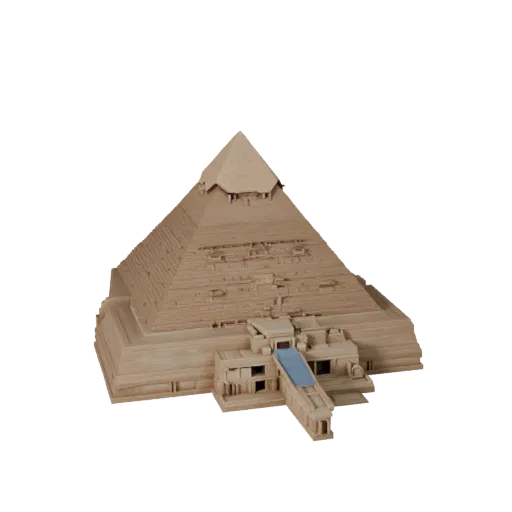 Низкополигональная 3D модель египетской_пирамиды Гизы, готовая для игры, внешний вид, показывающий материалы структуры достоп