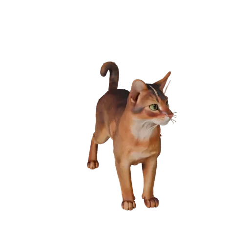 Высокополигональная 3D-модель абиссинской кошки STL, изометрический вид, готовая к печати фигурка животного с подушечками усо
