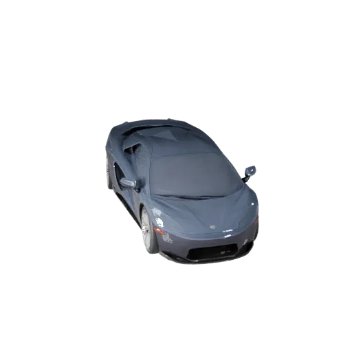3D-модель спортивного автомобиля, вид в три четверти в студии, готовый к анимации транспортный ресурс с линиями кузова, остек