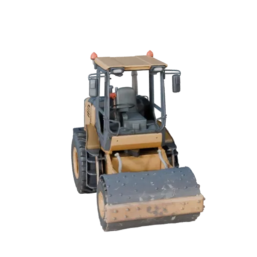 Готовая к игре 3D-модель дорожного катка, студийный вид в три четверти, готовый к производству транспортный актив с геометрие