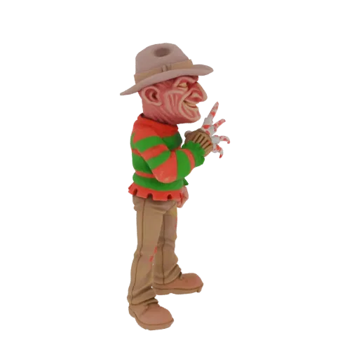 3D модель Фредди Крюгера из Кошмара на улице Вязов, в полосатом свитере и с перчаткой с лезвиями.