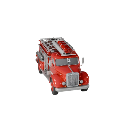 Высокополигональный винтажный пожарный автомобиль 3D модель для студийных рендеров