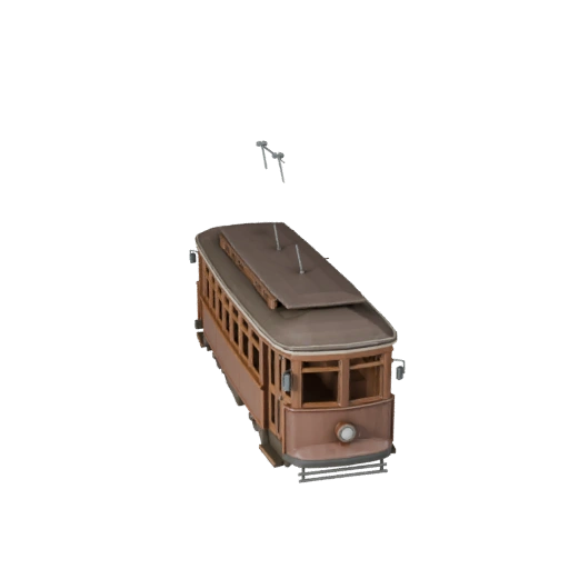 نموذج ثلاثي الأبعاد لعربة ترام عتيقة منخفضة المضلع لـ Unity و Unreal
