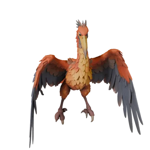 3D модель журавля, вид сбоку рендер дикой природы, готовый для Blender актив животного с профилем клюва, слоистым оперением,