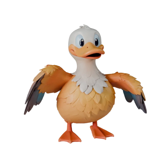 Мультяшная утка 3D модель - стилизованный ассет для анимации | Бесплатно