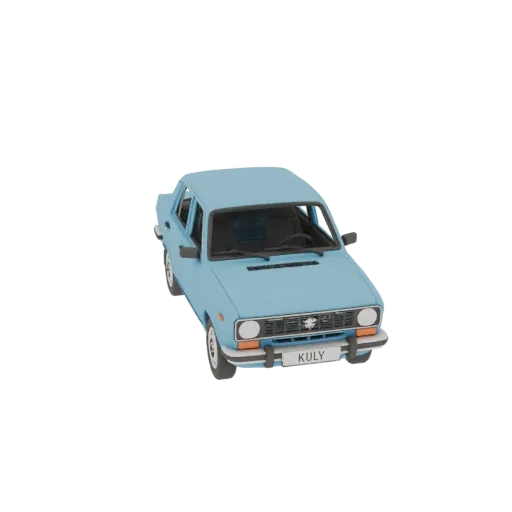 3D модель голубого седана Lada Kalina в масштабе 1/43, вид спереди