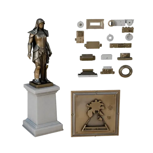 Предварительный просмотр модульной 3D-модели абстрактной садовой скульптуры, показывающий силуэт и вид китбашинга сверху