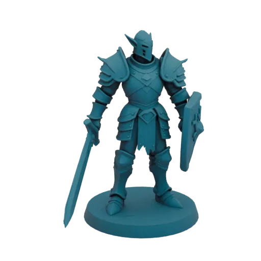 Миниатюра Fantasy Elf Paladin STL, трехчетвертной настольный рендер, геройская миниатюра для печати на смоле в стоячей позе;