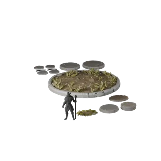 Предпросмотр 3D-модели GLB Разрушенное Круглое Основание для AR Viewer, показывающий форму обода, вид в три четверти, высоту