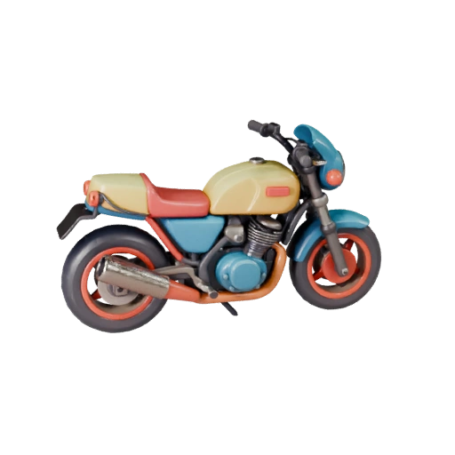 Ретро мотоцикл 3D модель - Стилизованный низкополигональный игровой ассет