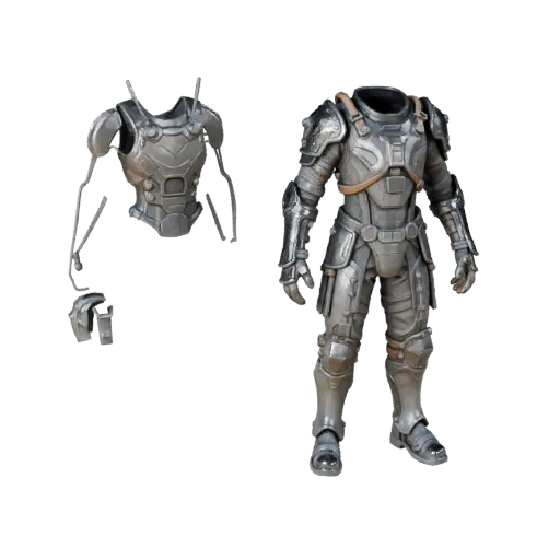 Sci Fi Arm Guard 3D model, three-quarter front view, Unity viewport, showing metal plates, form detail.