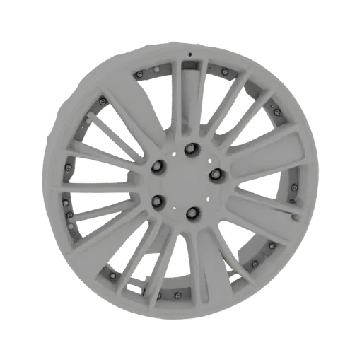 3D модель диска колеса автомобиля Mitsubishi Colt 1.5L 2008 года выпуска, выполненная в сером цвете.