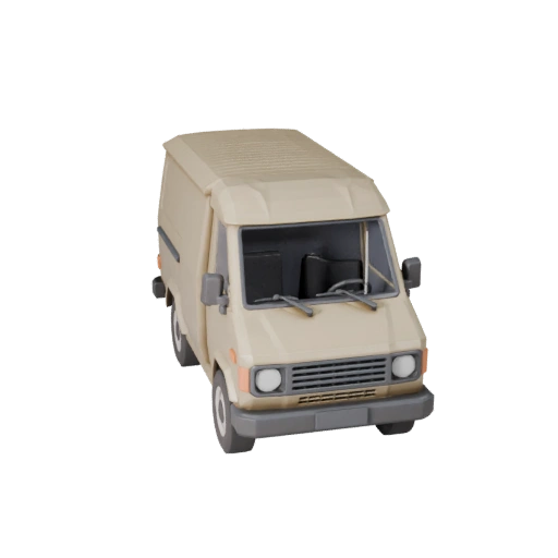 Низкополигональный винтажный фургон доставки 3D модель для Unity и Unreal