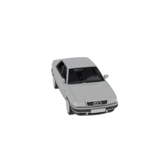 3D модель Audi 100 C4 седан, светло-серая, вид спереди-сбоку