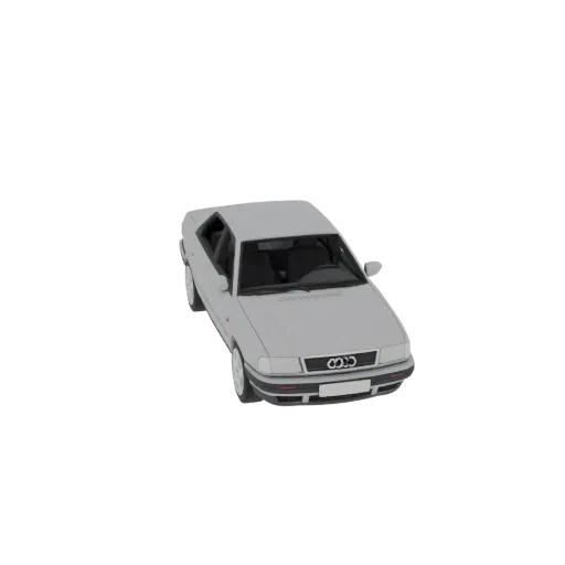 3D модель Audi 100 C4 седан, светло-серая, вид спереди-сбоку
