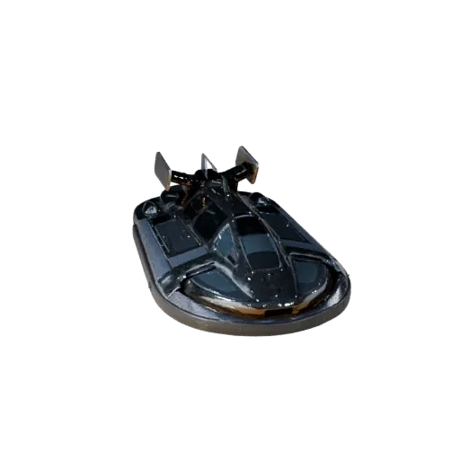 3D-модель судна на воздушной подушке с высоким полигонажем, студийный вид крупным планом, высокополигональный объект транспор