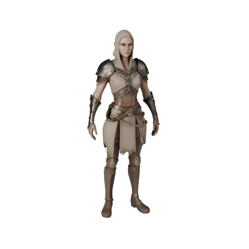 3D персонаж Sci Fi Arcane Bard, вид в окне движка, готовый к Unreal Engine ассет в стоячей позе с PBR