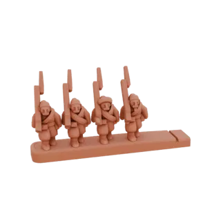 3D модель пехотного взвода Первой мировой войны из четырех солдат, марширующих с винтовками, представленная в едином отряде н