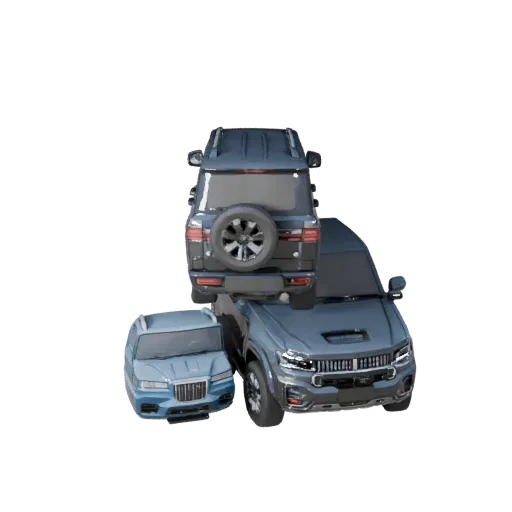 Высокополигональная 3D-модель семейного внедорожника, студийный вид крупным планом, высокополигональный объект транспортного