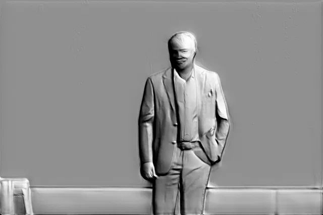 3D модель барельефа мужчины по имени Кирилл в деловом костюме, стоящего с руками в карманах.