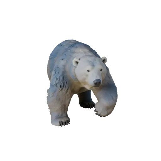 Реалистичная 3D-модель медведя-полярника, вид сбоку, рендер дикой природы, готовый к анимации ассет животного с густыми клочк
