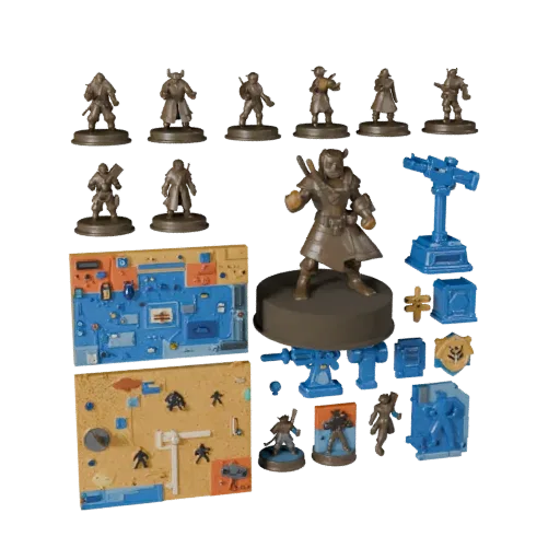 Стилизованная 3D-модель Миниатюрная космическая сцена, предпросмотр с демонстрацией слоистых частей, трехчетвертной вид в игр