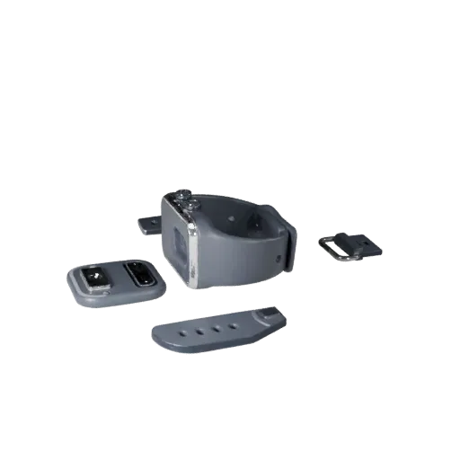 Модульная 3D-модель медицинского фитнес-браслета, изометрический вид модульного комплекта, показывающий силикон, носимый вид.