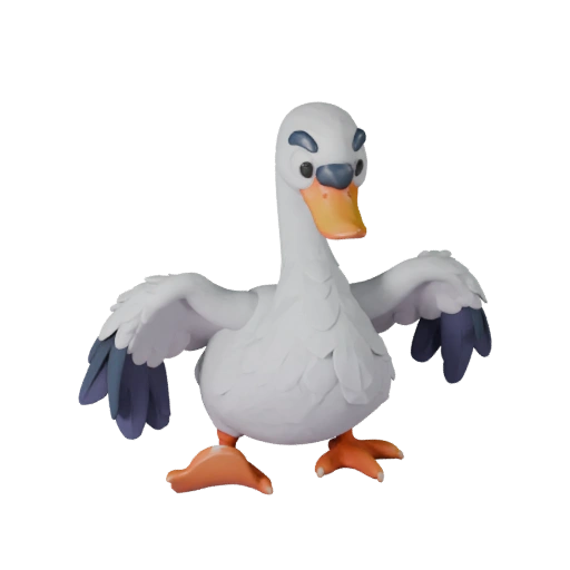 Мультяшный лебедь 3D модель - Стилизованный ассет для анимации | Бесплатно