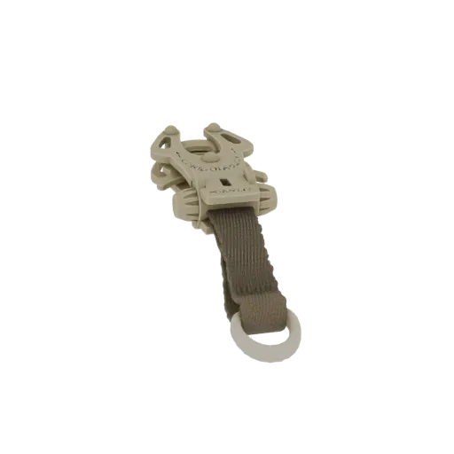3D модель тактического карабина песочного цвета с ремешком и D-кольцом, изолированная на белом фоне.