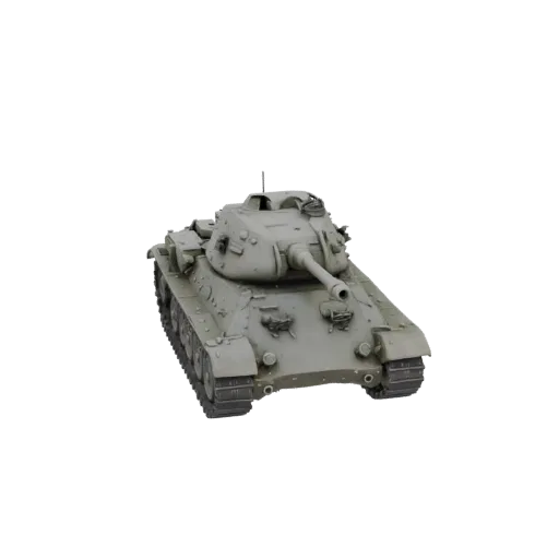 3D модель советского среднего танка Т-34, вид спереди и сбоку, на белом фоне