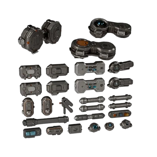 Готовая к просмотру 3D-модель Sci Fi Control Lever GLB, студийный рендер в три четверти, показывающий силуэт рычага управлени