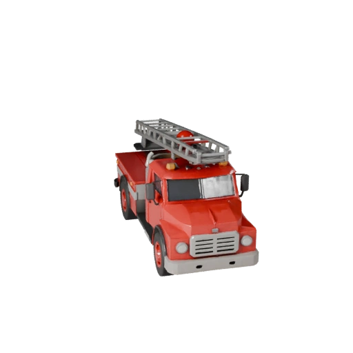 Низкополигональный винтажный пожарный автомобиль 3D модель для Unity и Unreal
