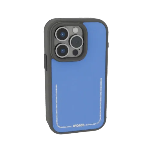 3D модель синего чехла для iPhone 17 с защитой камеры, вид сзади