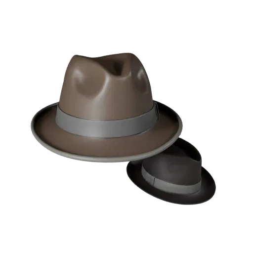 3D-модель Формальная федора, вид в три четверти спереди, вьюпорт Unity, показывающий ткань, силуэт головного убора.