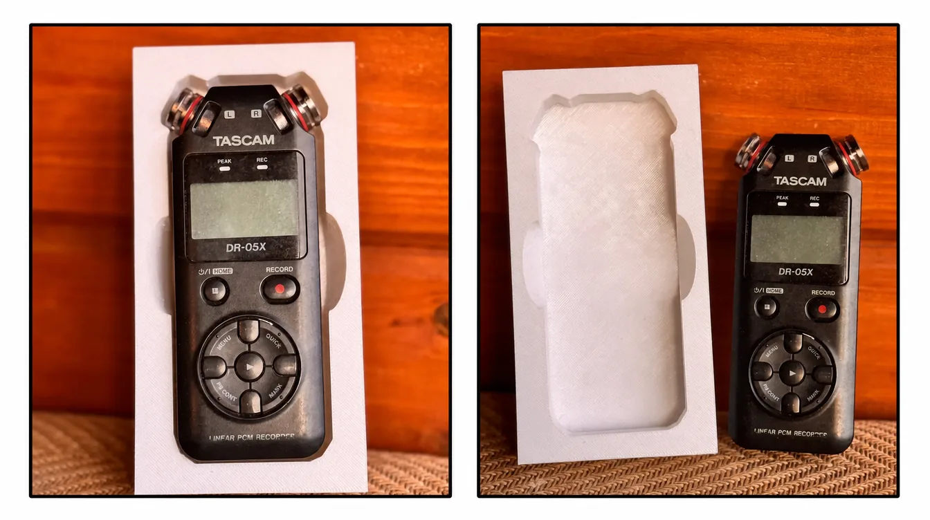 пример ложемента по фото для диктофона Tascam